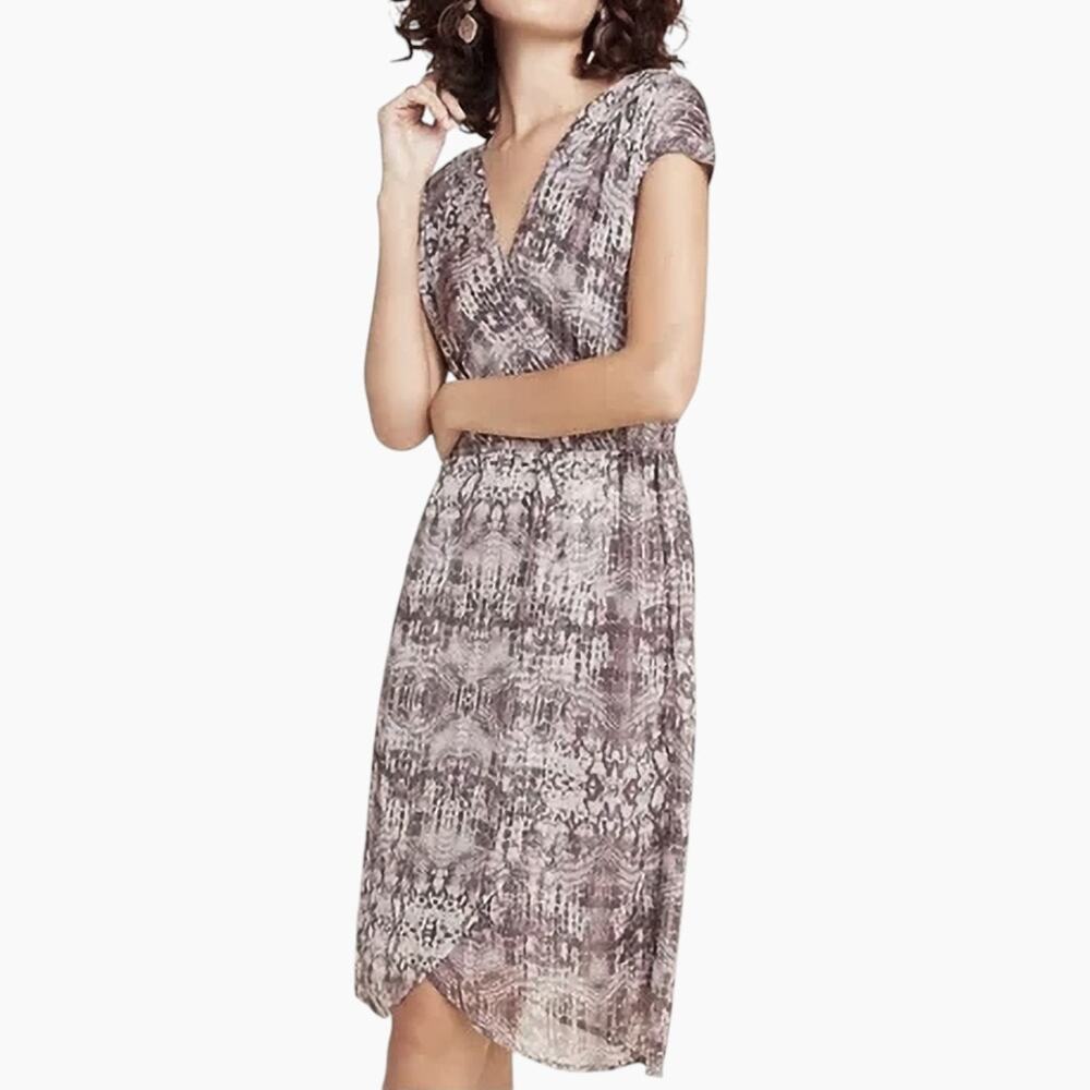 Velvet by Graham Spencer Animal Print Dress Gray Medium Boho Metallic